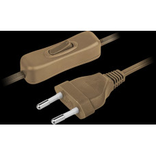 Шнур с вилкой+выкл.1.7м 2х0.5 коричн.navigator 61721